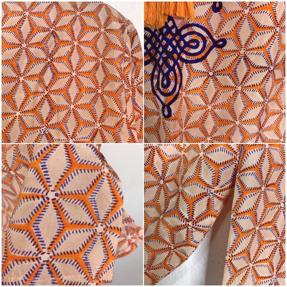 Roberta Roller Rabbit Orange Silk Tunic SIZE XSMALL - Picture 9 of 15